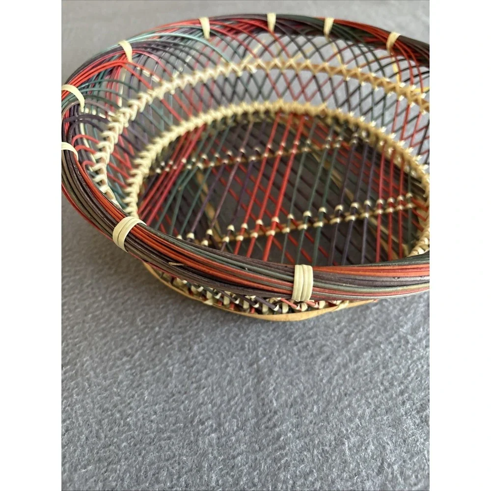 Colorful Woven Table Bowl Wicker‎ Rattan Basket Centerpiece Multicolor